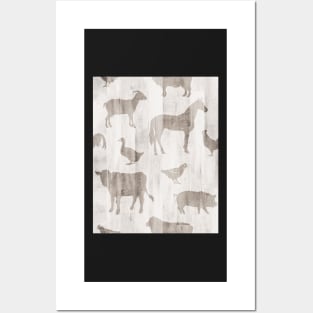 Farm Animals - Light Barn Wood Posters and Art